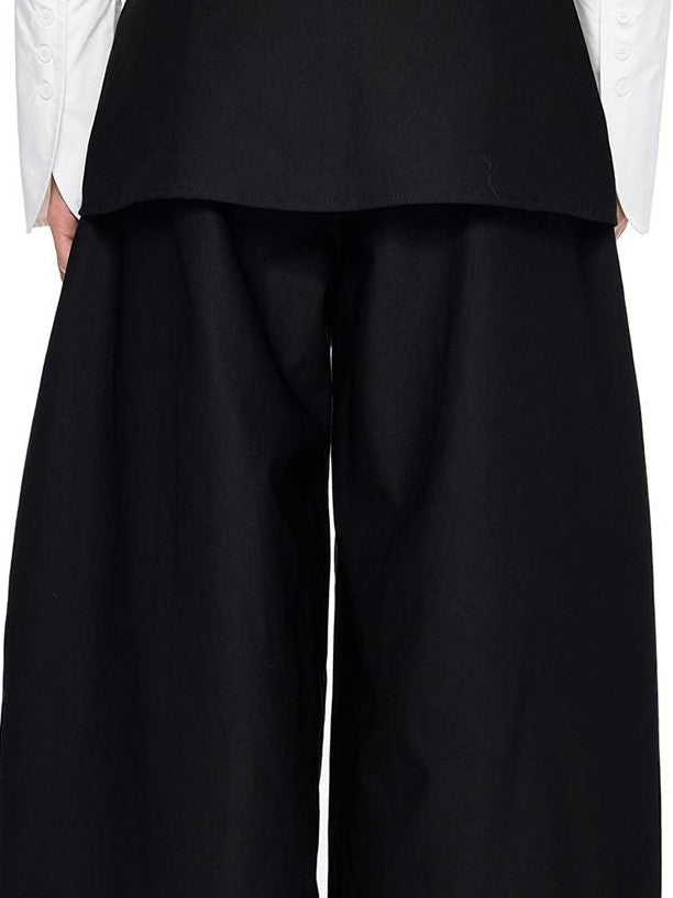 EZEK Spliced Drawstring Pocket Relaxed Fit Women's Polyester Wide-leg Pants
