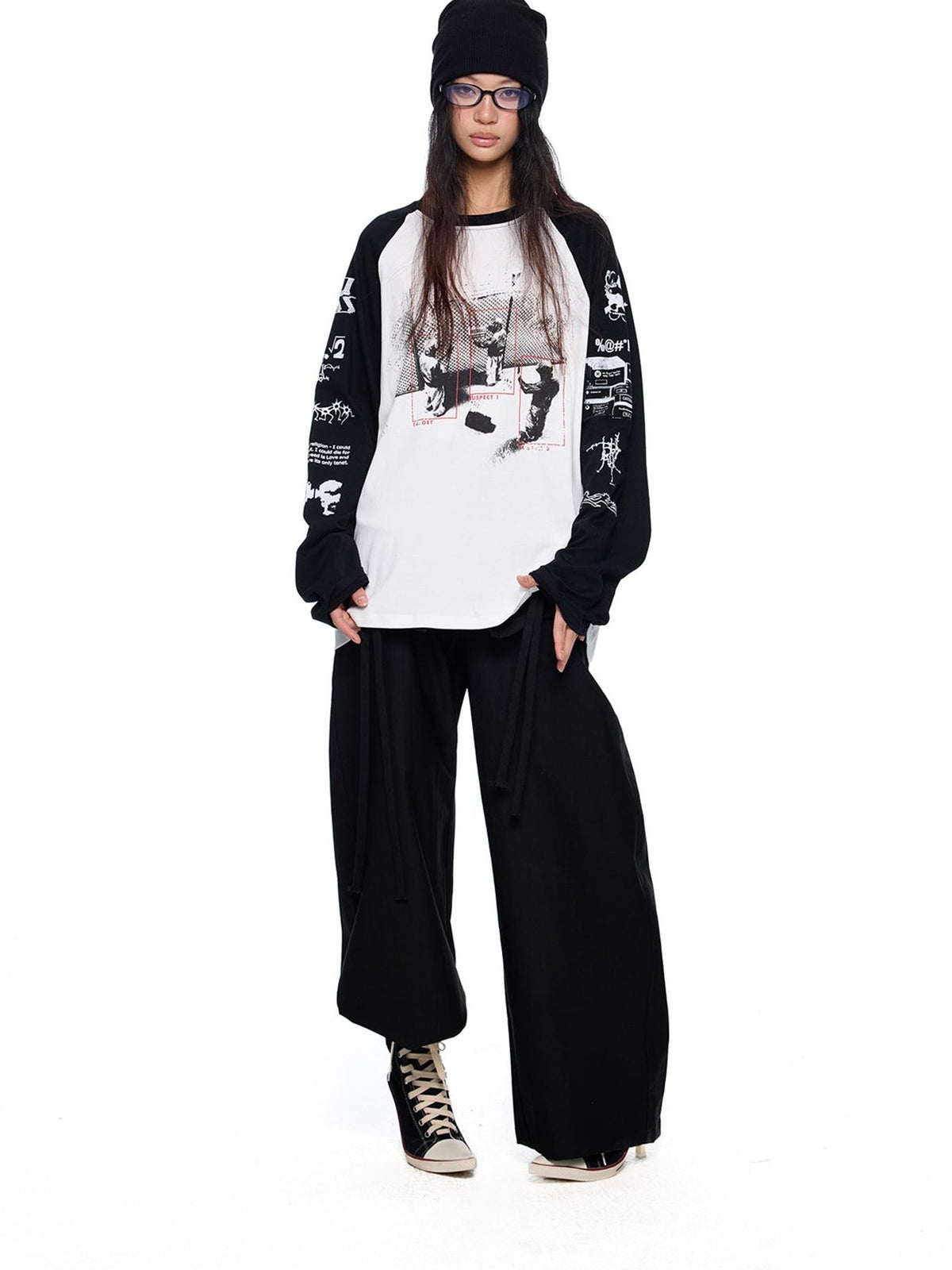 EZEK Spliced Drawstring Pocket Relaxed Fit Women's Polyester Wide-leg Pants