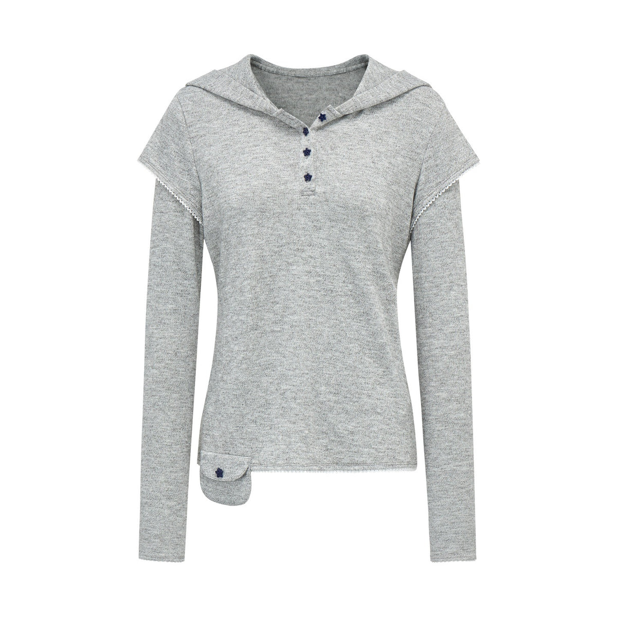EZEK_Star_Button_Print_Hooded_Henley_Women's_Bamboo_Long_Sleeve_T-shirts_1078681722049_MISSTT