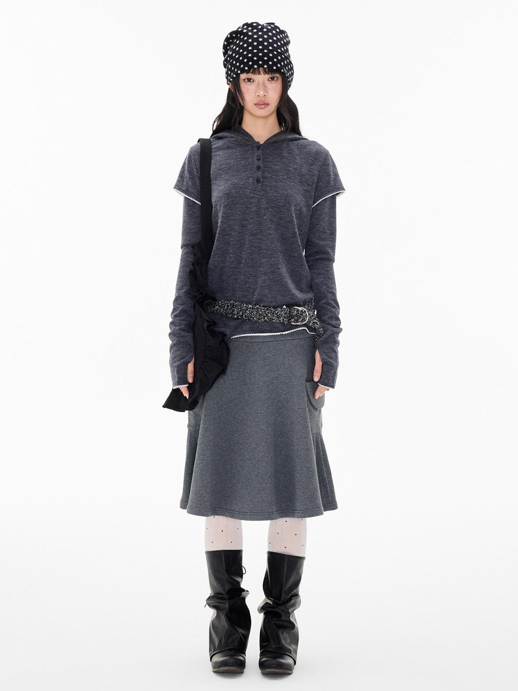 EZEK Star Button Print Hooded Henley Women's Bamboo Long Sleeve T-shirts