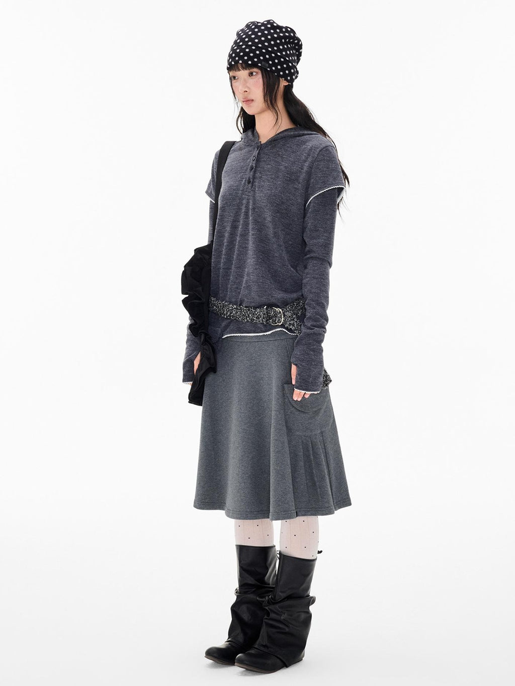 EZEK Star Button Print Hooded Henley Women's Bamboo Long Sleeve T-shirts