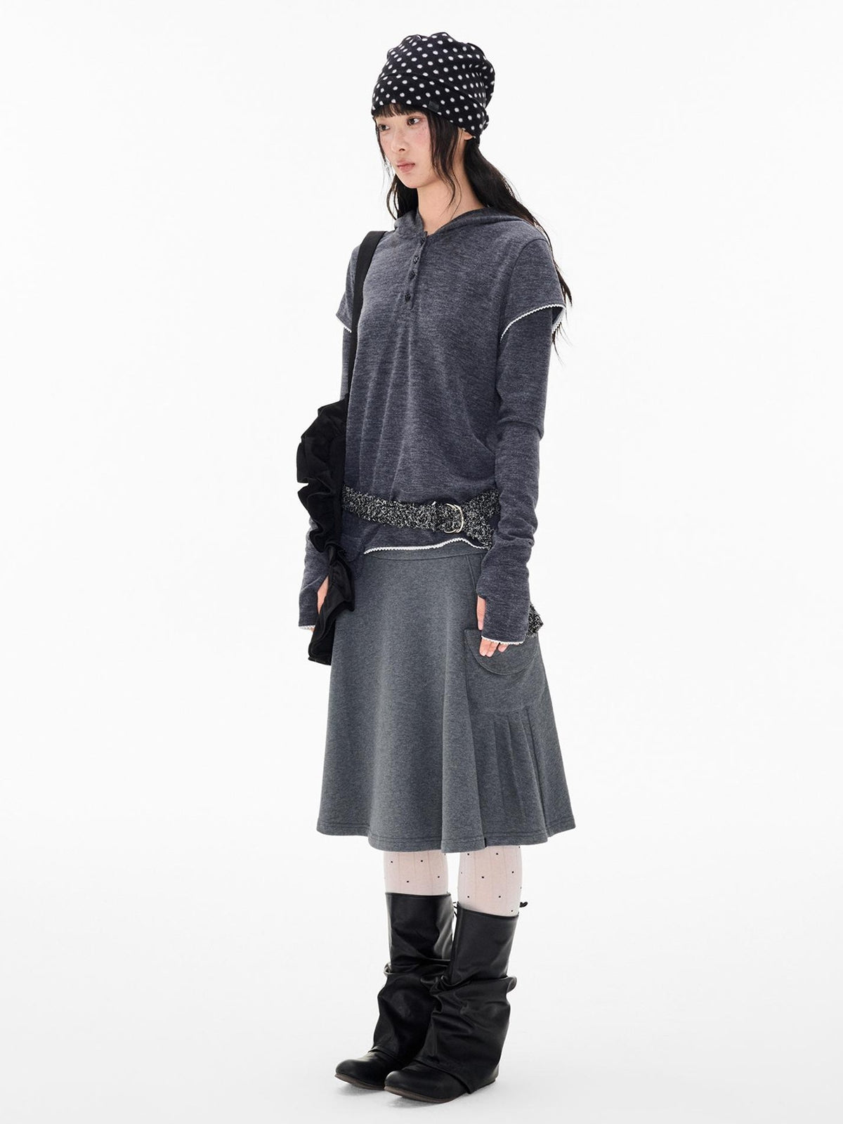 EZEK Star Button Print Hooded Henley Women's Bamboo Long Sleeve T-shirts