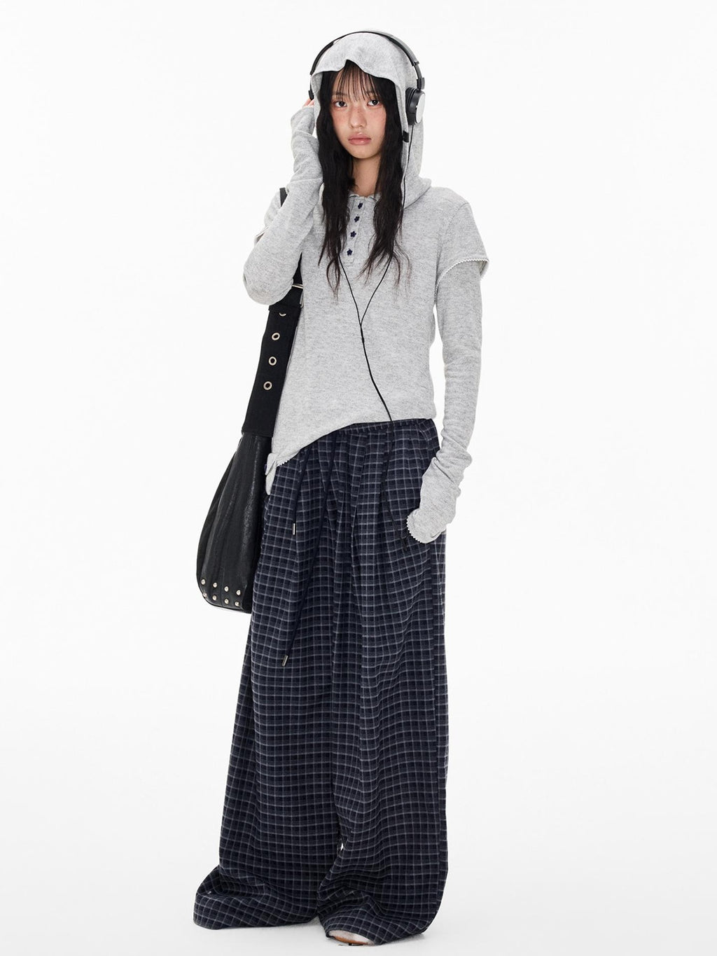 EZEK Star Button Print Hooded Henley Women's Bamboo Long Sleeve T-shirts