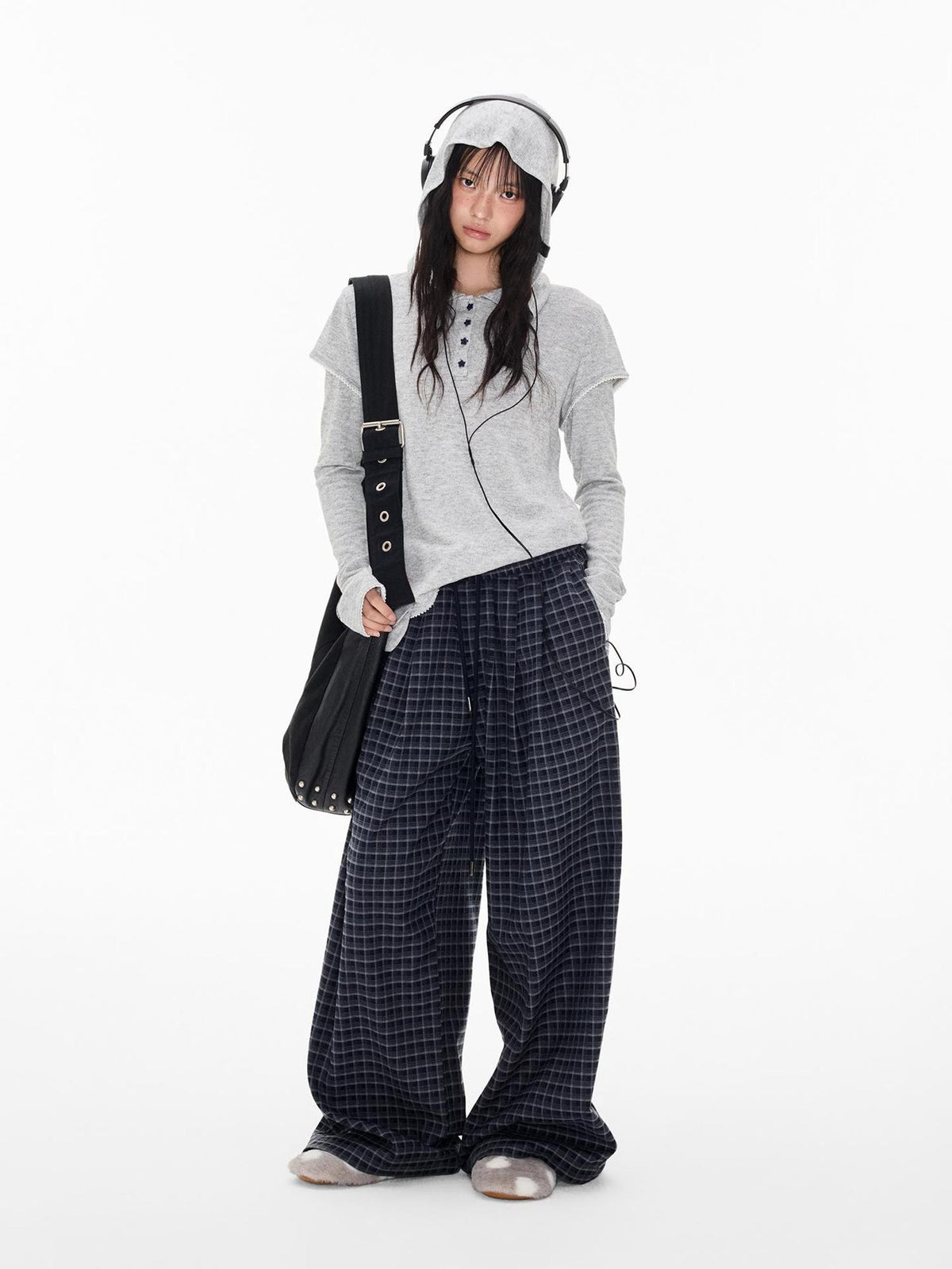 EZEK Star Button Print Hooded Henley Women's Bamboo Long Sleeve T-shirts