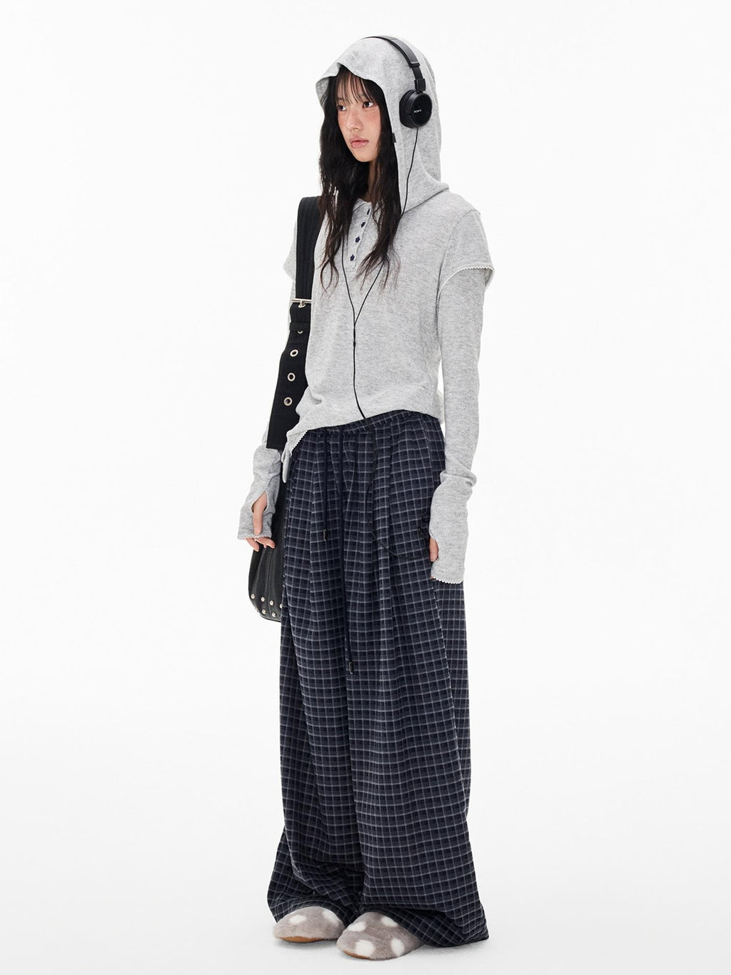 EZEK Star Button Print Hooded Henley Women's Bamboo Long Sleeve T-shirts