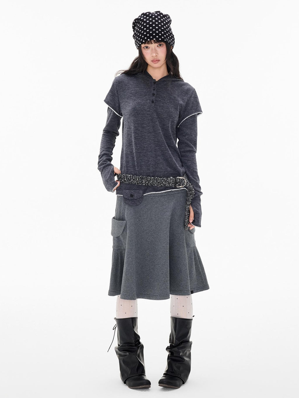 EZEK Star Button Print Hooded Henley Women's Bamboo Long Sleeve T-shirts