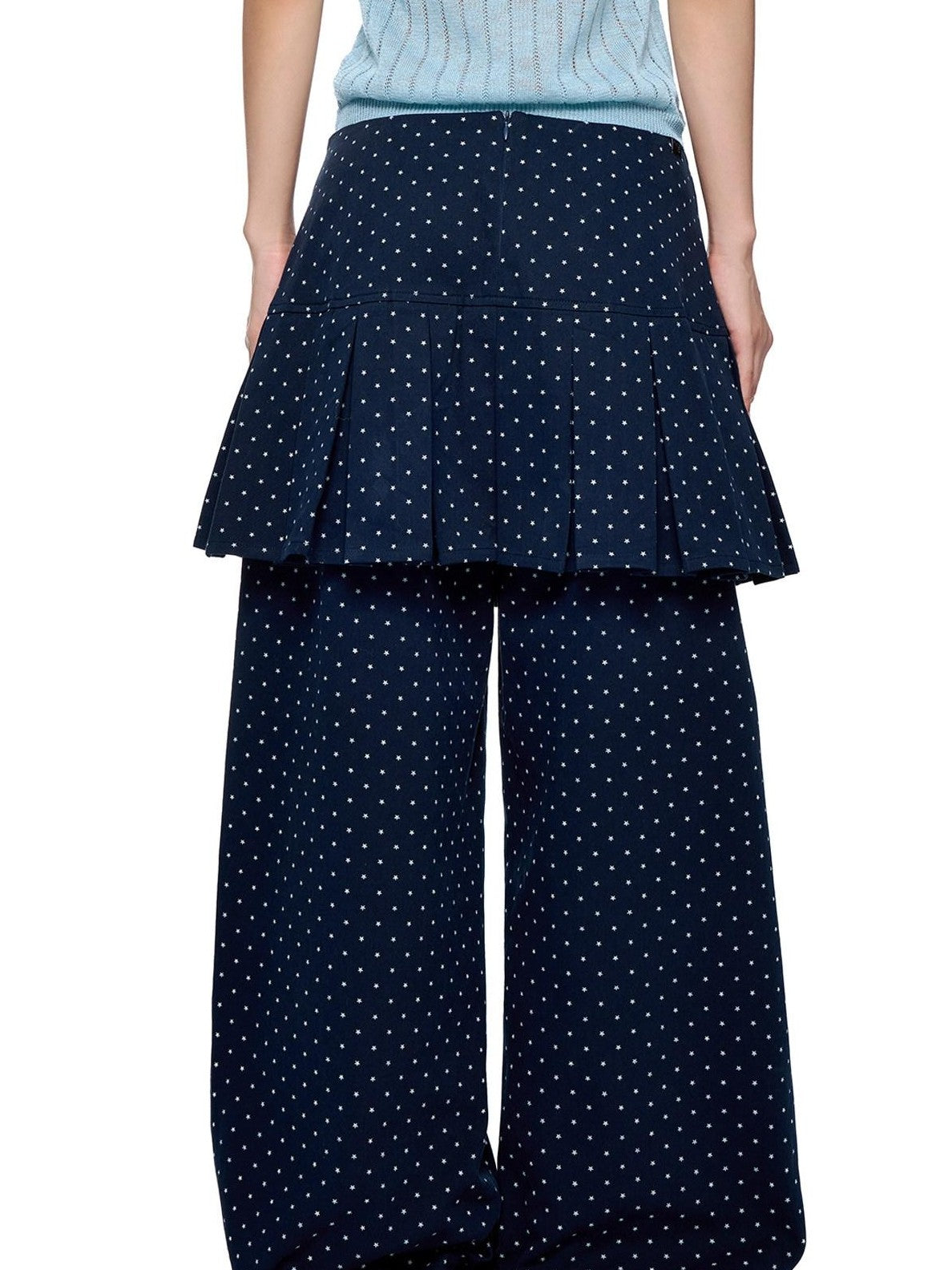 EZEK Star Print Pocket Button Natural Waist Relaxed Wide Leg Women's Cotton Skorts