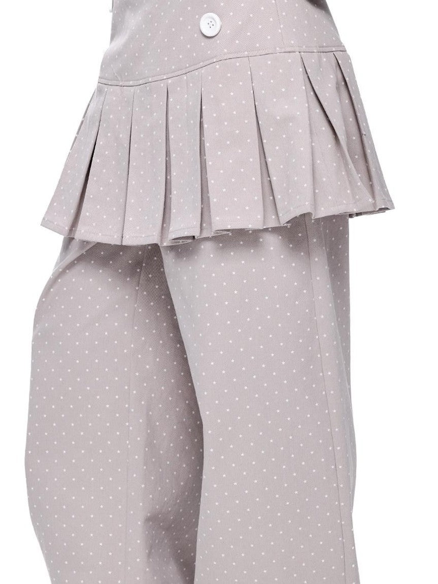 EZEK Star Print Pocket Button Natural Waist Relaxed Wide Leg Women's Cotton Skorts