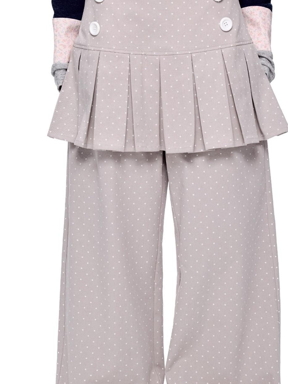 EZEK Star Print Pocket Button Natural Waist Relaxed Wide Leg Women's Cotton Skorts