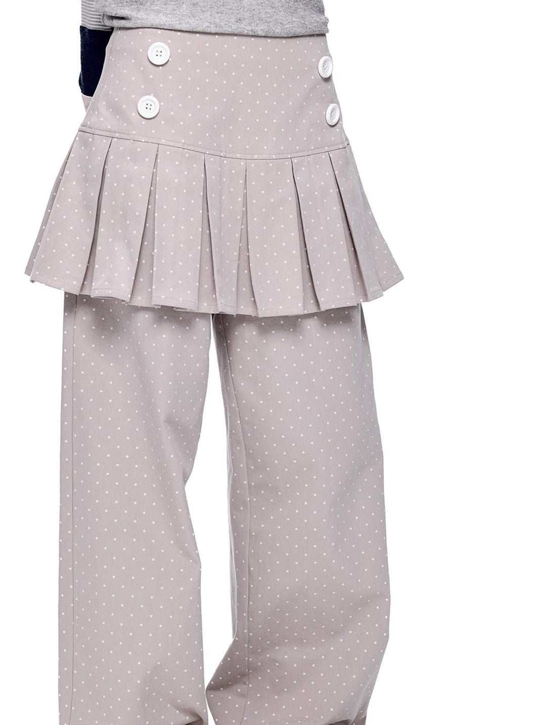 EZEK Star Print Pocket Button Natural Waist Relaxed Wide Leg Women's Cotton Skorts