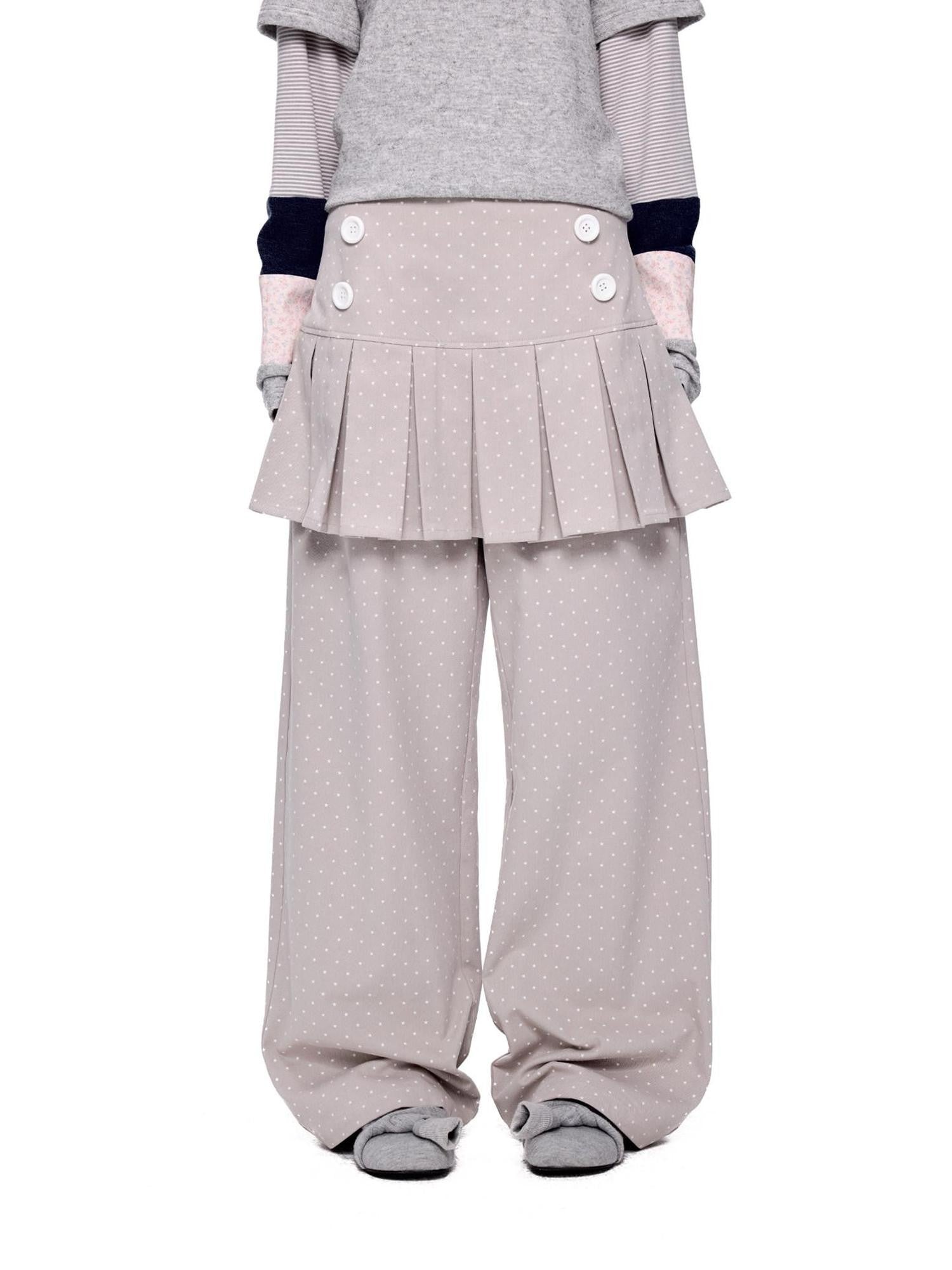 EZEK Star Print Pocket Button Natural Waist Relaxed Wide Leg Women's Cotton Skorts