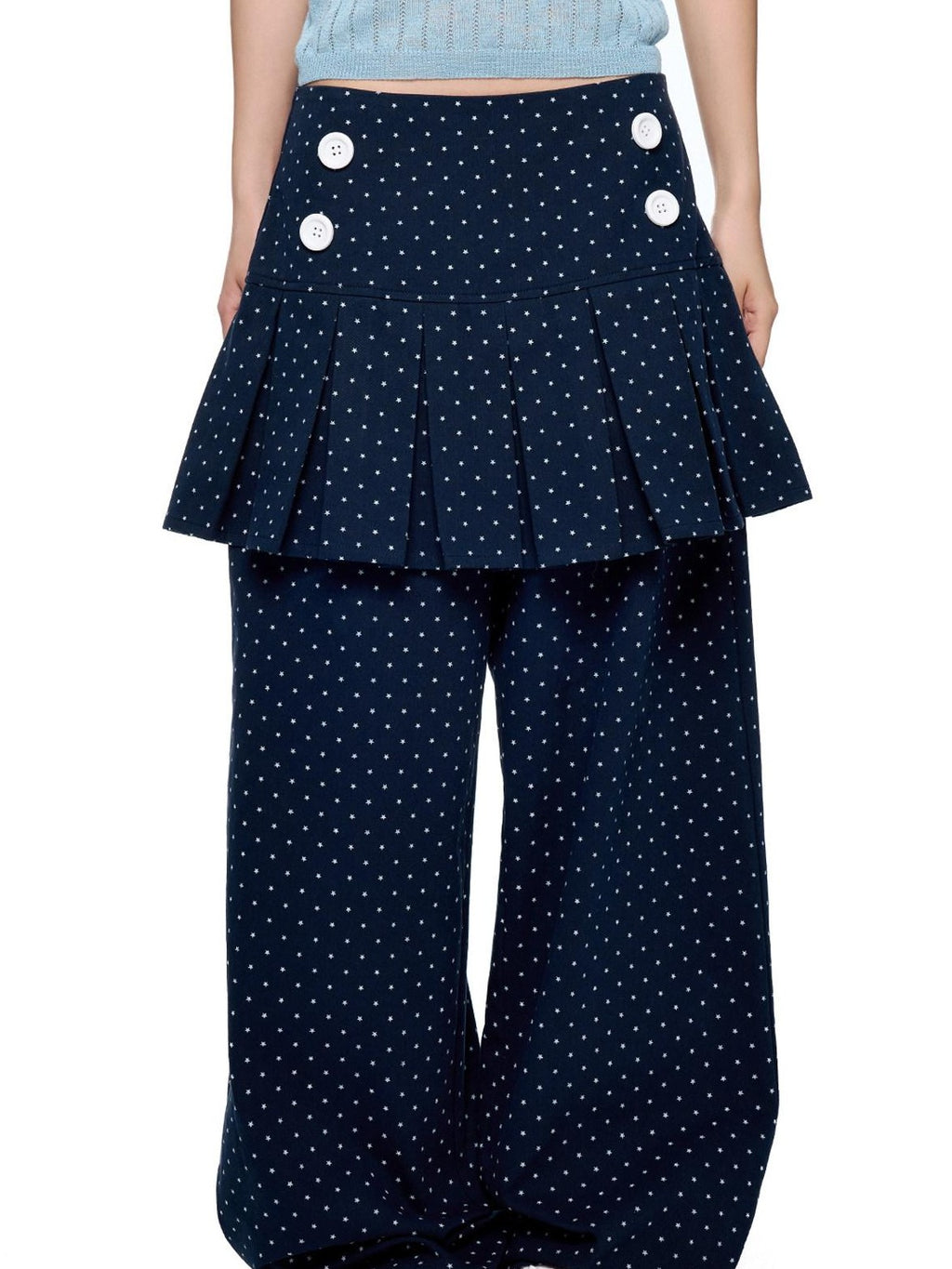 EZEK Star Print Pocket Button Natural Waist Relaxed Wide Leg Women's Cotton Skorts