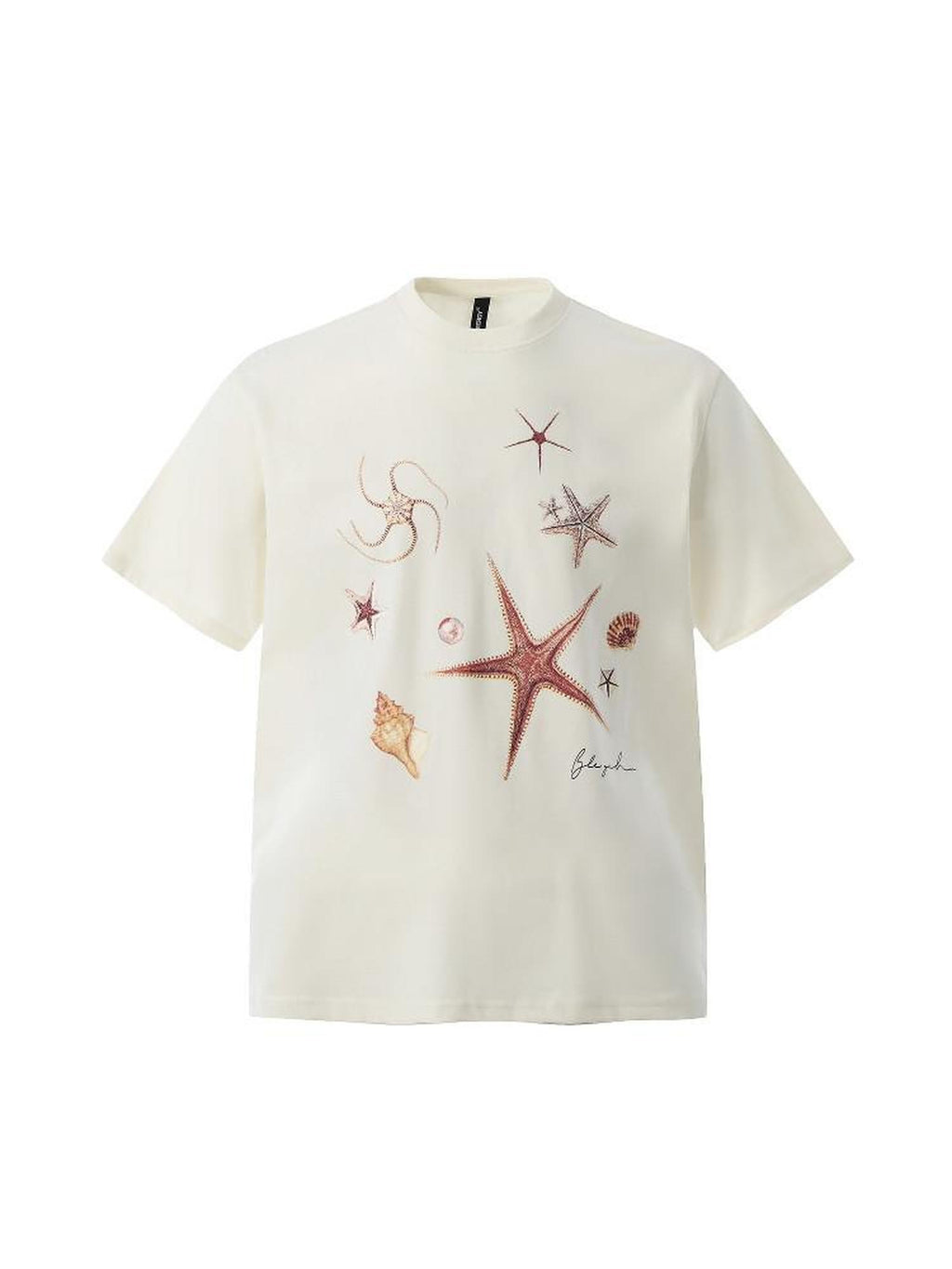EZEK Starfish Print Loose Crewneck Women's Cotton Blend Short Sleeve T-shirts