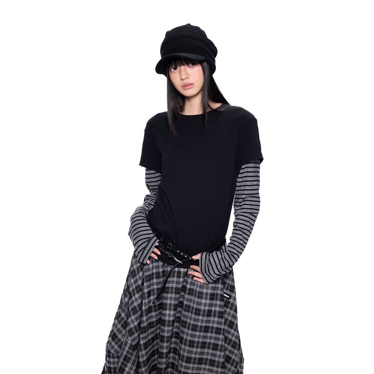EZEK_Stripe_Patchwork_Faux_Layered_Slim_Fit_Women's_Cotton_Long_Sleeve_T-shirts_1004321564260_MISSTT