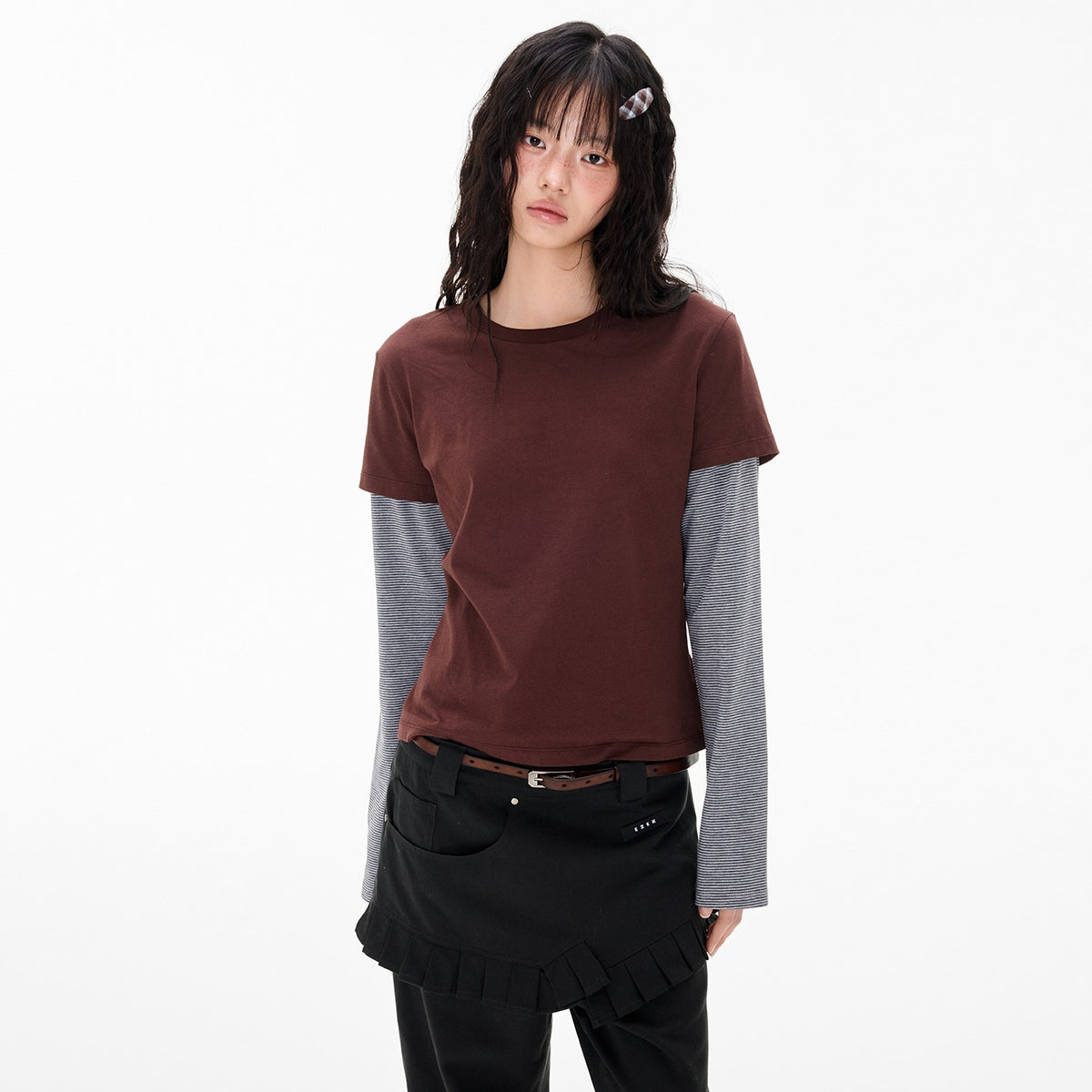 EZEK_Stripe_Patchwork_Faux_Layered_Slim_Fit_Women's_Cotton_Long_Sleeve_T-shirts_1004321564260_MISSTT