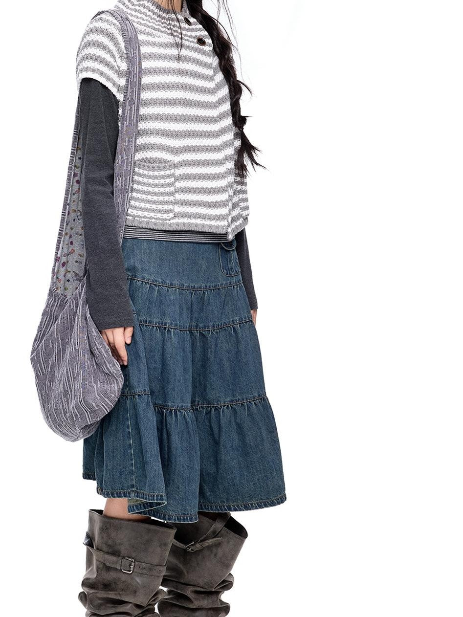 EZEK Striped Color Block Button Knit Women's Cropped Cardigans