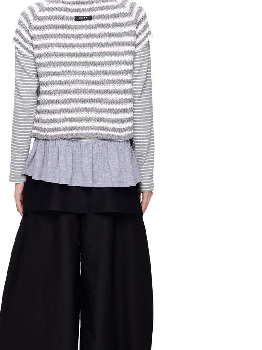 EZEK Striped Color Block Button Knit Women's Cropped Cardigans
