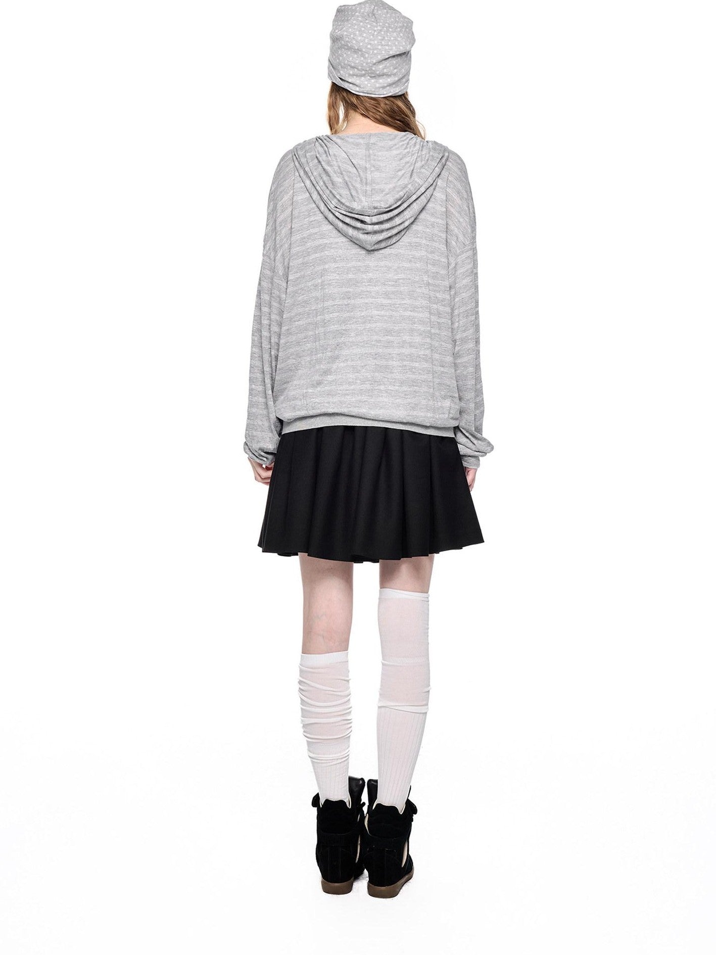 EZEK Striped Colorblock Hooded Zip Women's Lyocell Blend Long Sleeve T-shirts