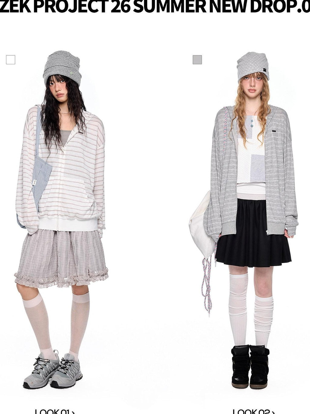 EZEK Striped Colorblock Hooded Zip Women's Lyocell Blend Long Sleeve T-shirts