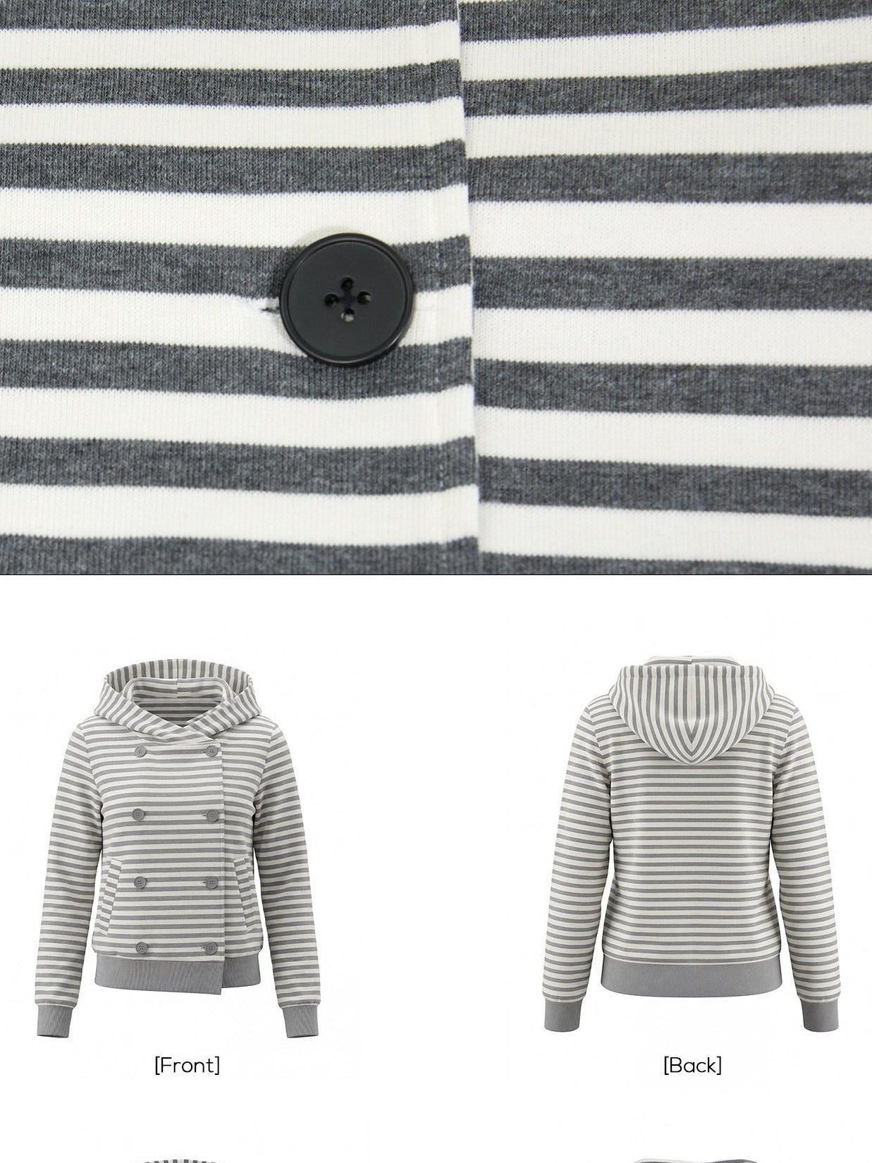 EZEK Striped Contrast Double Breasted Women's Cotton Polyester Blend Hoodies