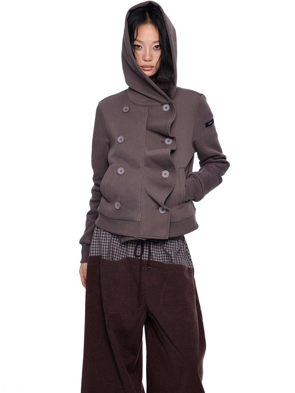 EZEK Striped Deconstructed Print Loose Fit Women's Cotton Zip-up Hoodies