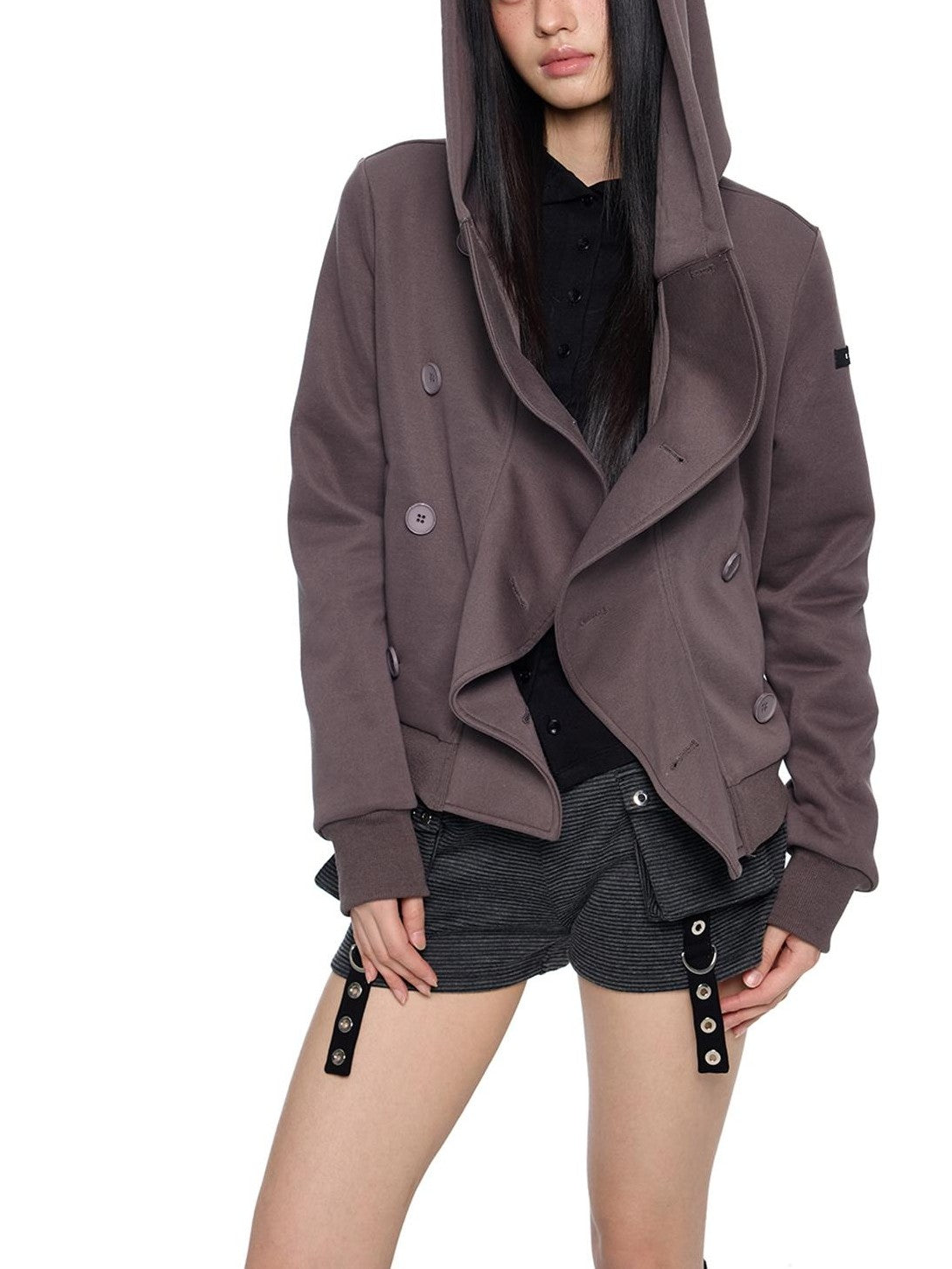 EZEK Striped Deconstructed Print Loose Fit Women's Cotton Zip-up Hoodies