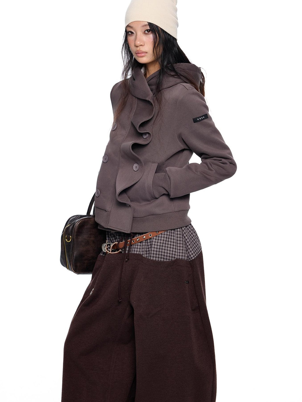 EZEK Striped Deconstructed Print Loose Fit Women's Cotton Zip-up Hoodies