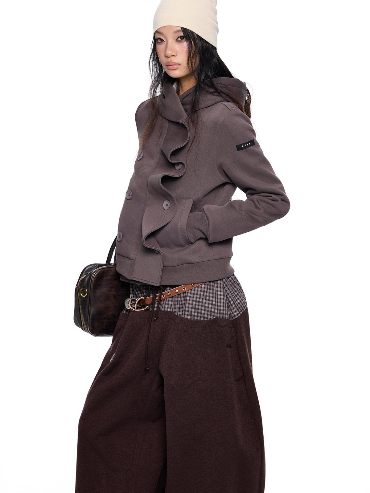 EZEK Striped Deconstructed Print Loose Fit Women's Cotton Zip-up Hoodies