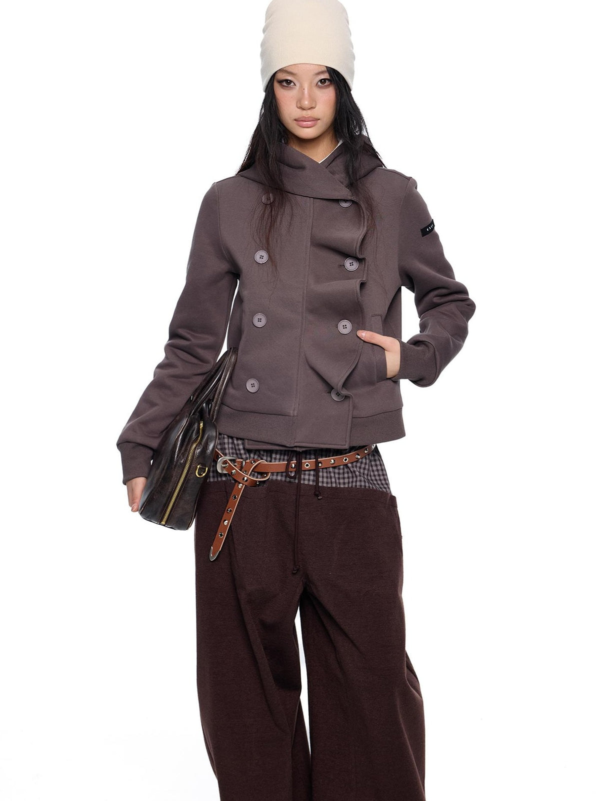 EZEK Striped Deconstructed Print Loose Fit Women's Cotton Zip-up Hoodies