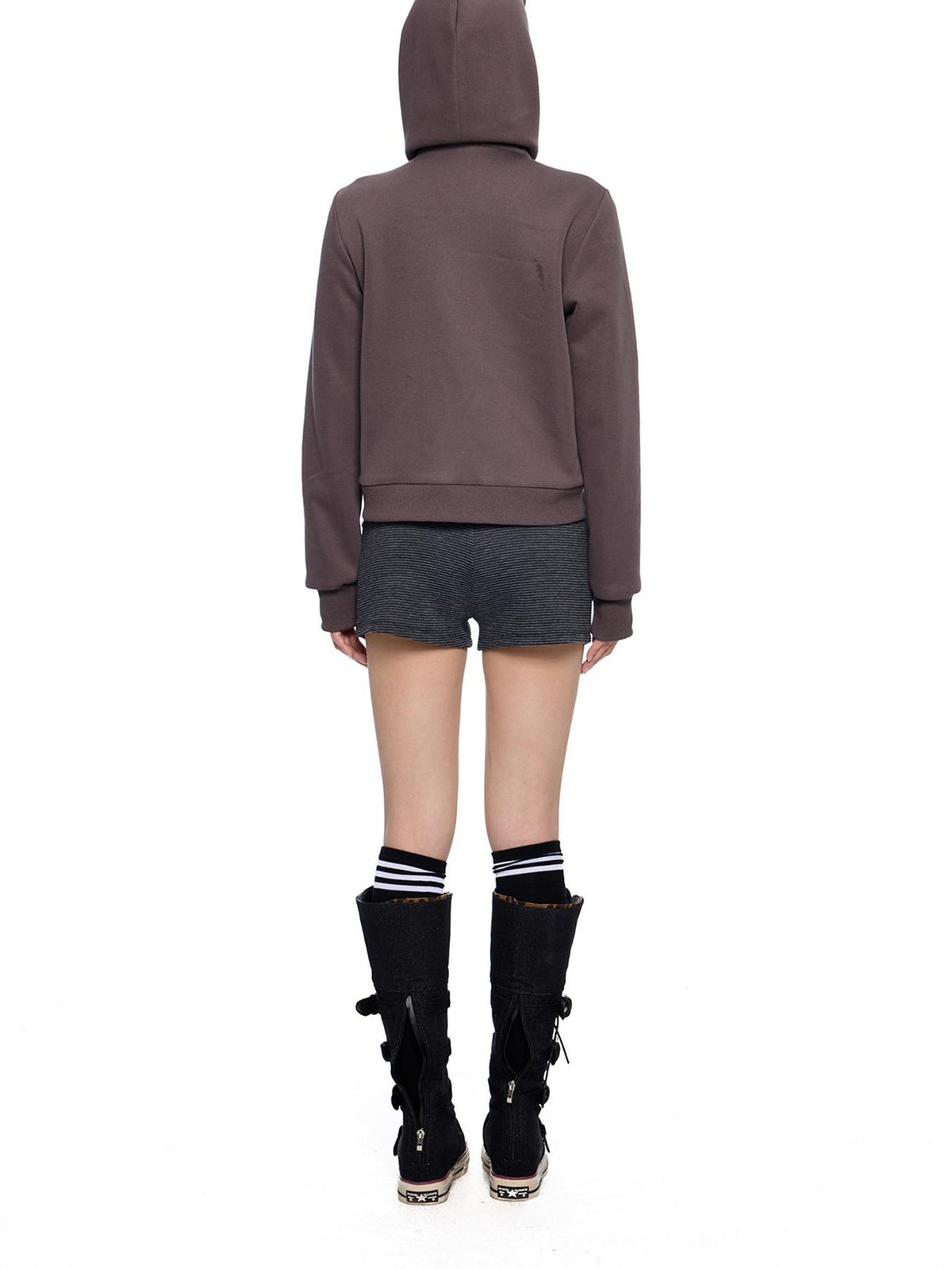 EZEK Striped Deconstructed Print Loose Fit Women's Cotton Zip-up Hoodies