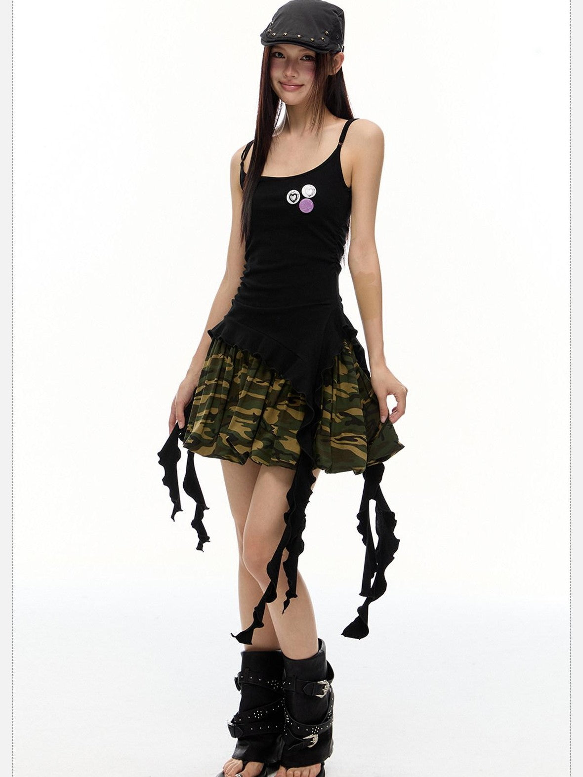EZEK Striped Fringe Ribbon Slim Fit Asymmetric Women's Cotton Tank Tops