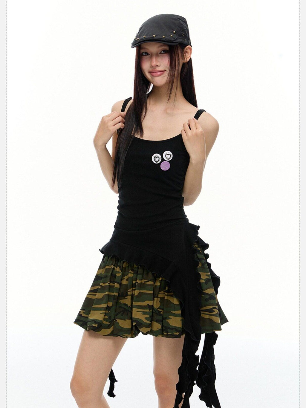 EZEK Striped Fringe Ribbon Slim Fit Asymmetric Women's Cotton Tank Tops