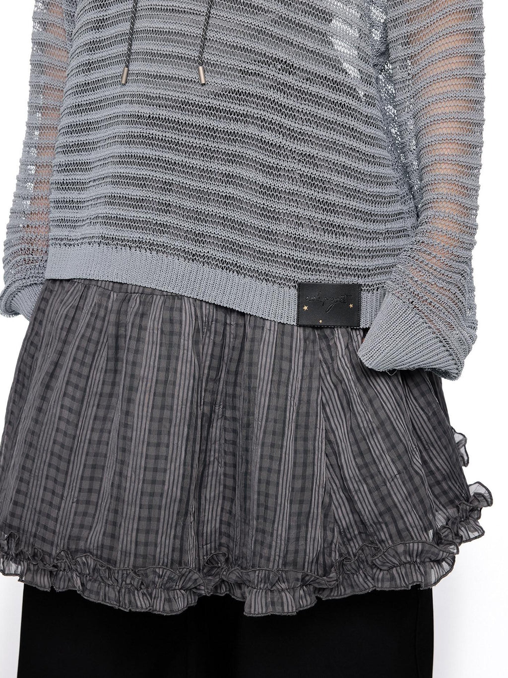 EZEK Striped Hollow Lace Up Henley Women's Acrylic Nylon Blend Long Sleeve T-shirts