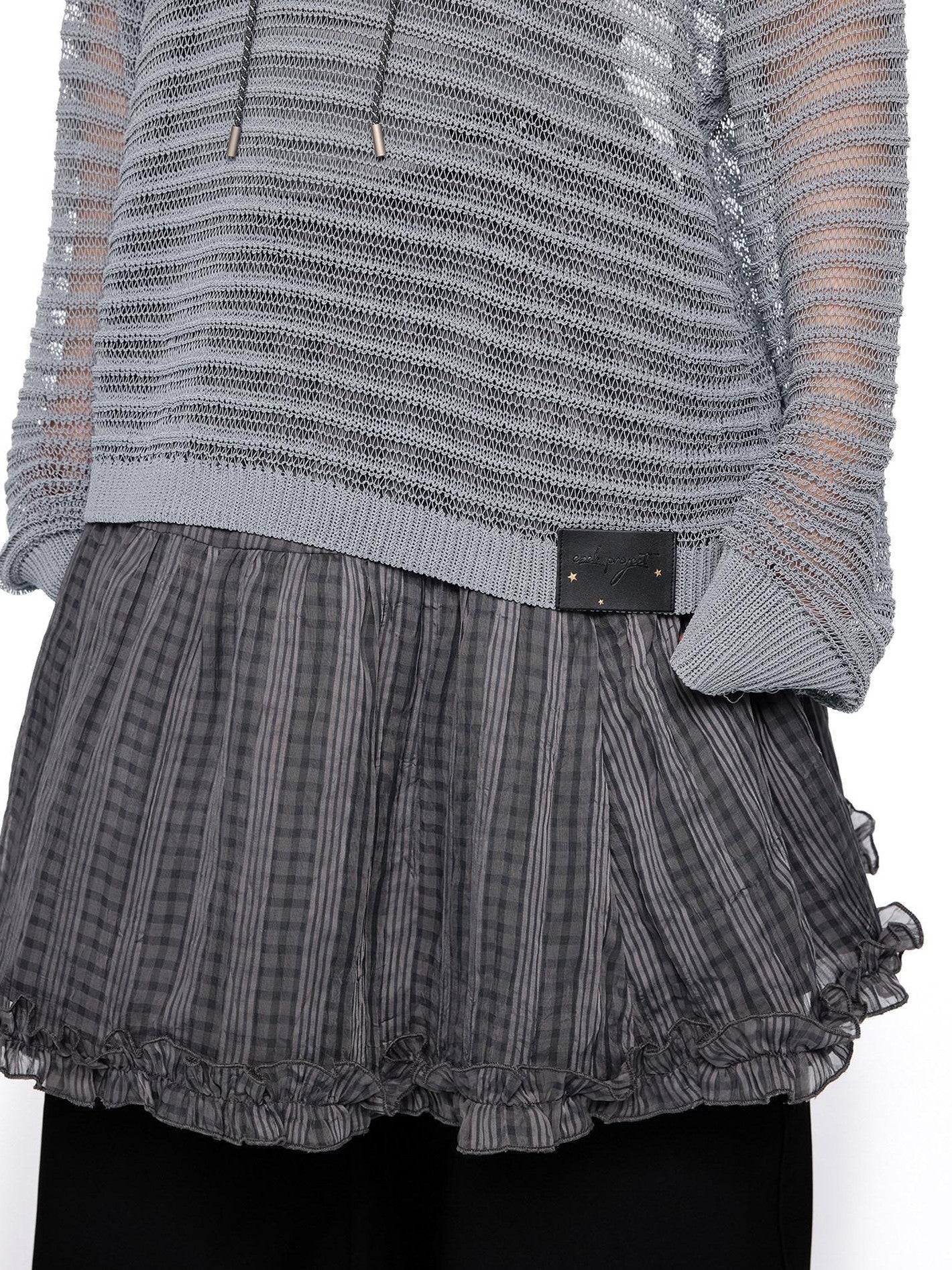 EZEK Striped Hollow Lace Up Henley Women's Acrylic Nylon Blend Long Sleeve T-shirts