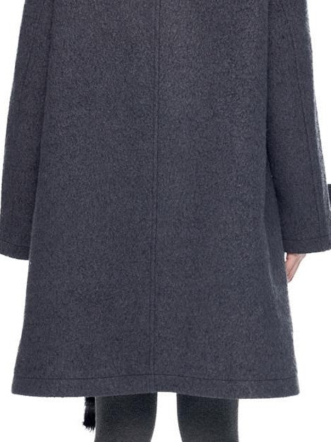 EZEK Striped Hooded Double Breasted Collegiate Women's Wool Blend Long Coats