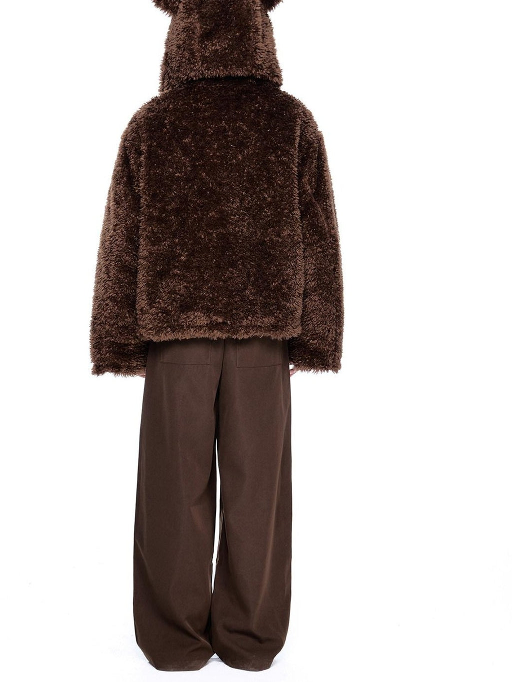 EZEK Striped Panel Faux Shearling Detachable Hood Women's Cotton Puffer Jackets