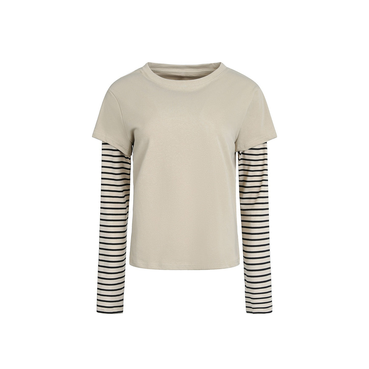EZEK_Striped_Patchwork_Faux_Layer_Women's_Cotton_Long_Sleeve_T-shirts_1078125452903_MISSTT