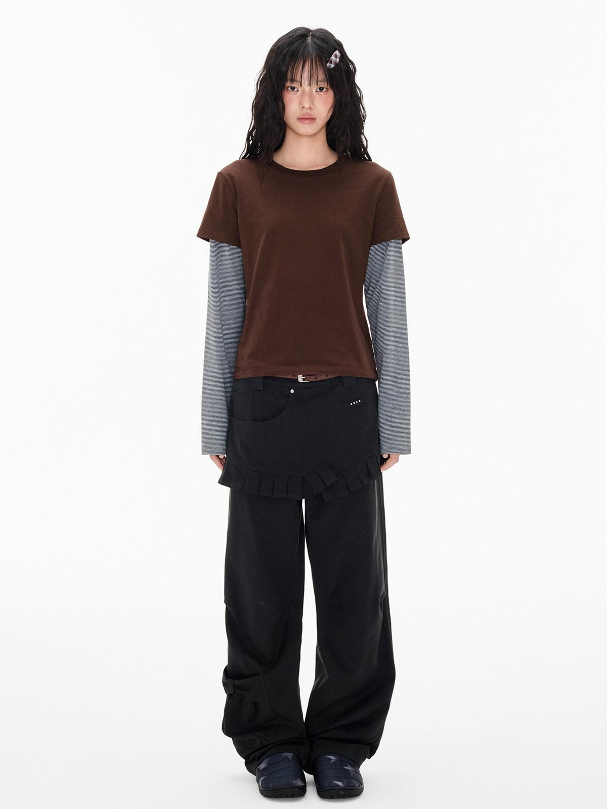 EZEK Striped Patchwork Faux Layer Women's Cotton Long Sleeve T-shirts