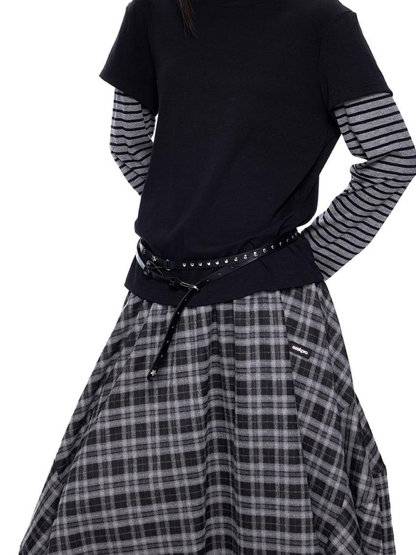 EZEK Striped Patchwork Faux Layer Women's Cotton Long Sleeve T-shirts