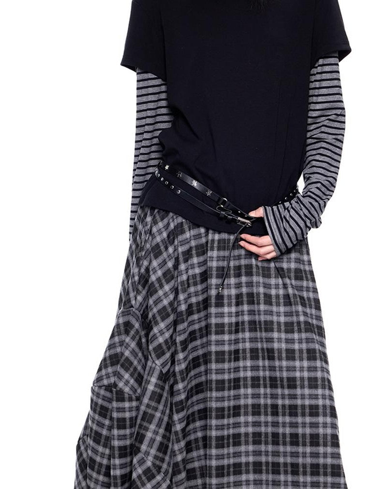 EZEK Striped Patchwork Faux Layer Women's Cotton Long Sleeve T-shirts