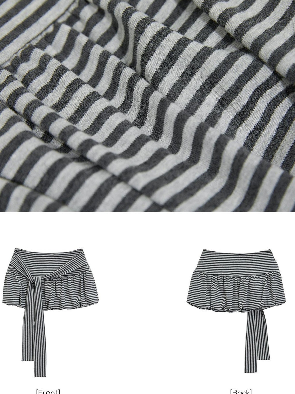 EZEK Striped Tie Patchwork Tulip Low Waist Women's Cotton Mini Skirts