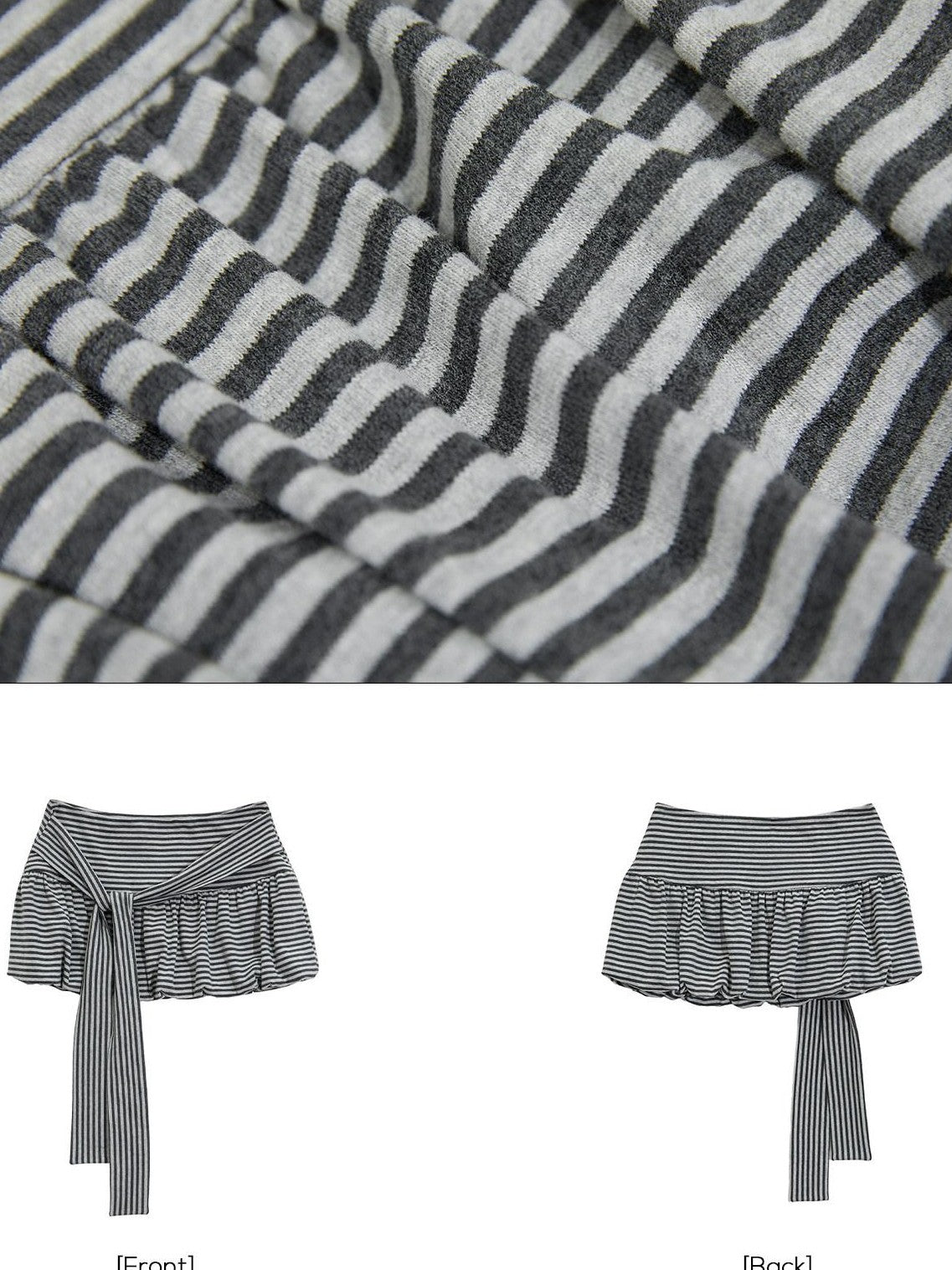 EZEK Striped Tie Patchwork Tulip Low Waist Women's Cotton Mini Skirts