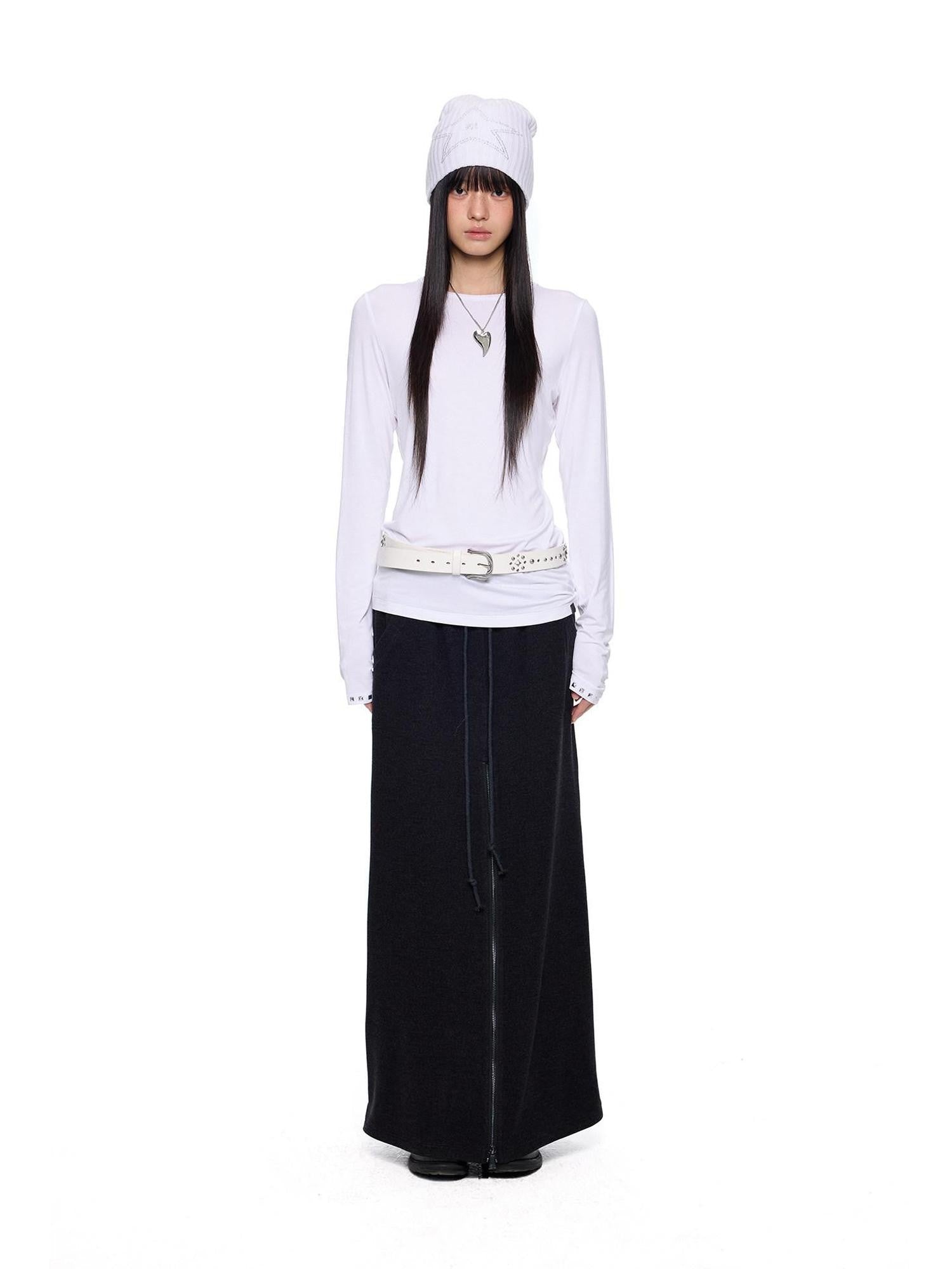 EZEK Studded Printed Slim Fit Crewneck Women's Cotton Stretch Long Sleeve T-shirts