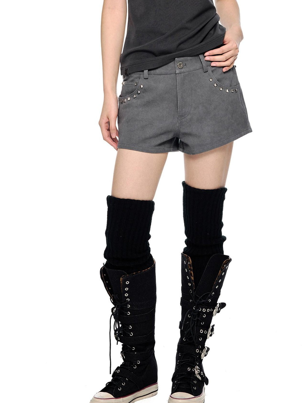 EZEK Studded Vintage Low Waist Slim Cargo Women's 100 Percent Cotton Lounge Shorts