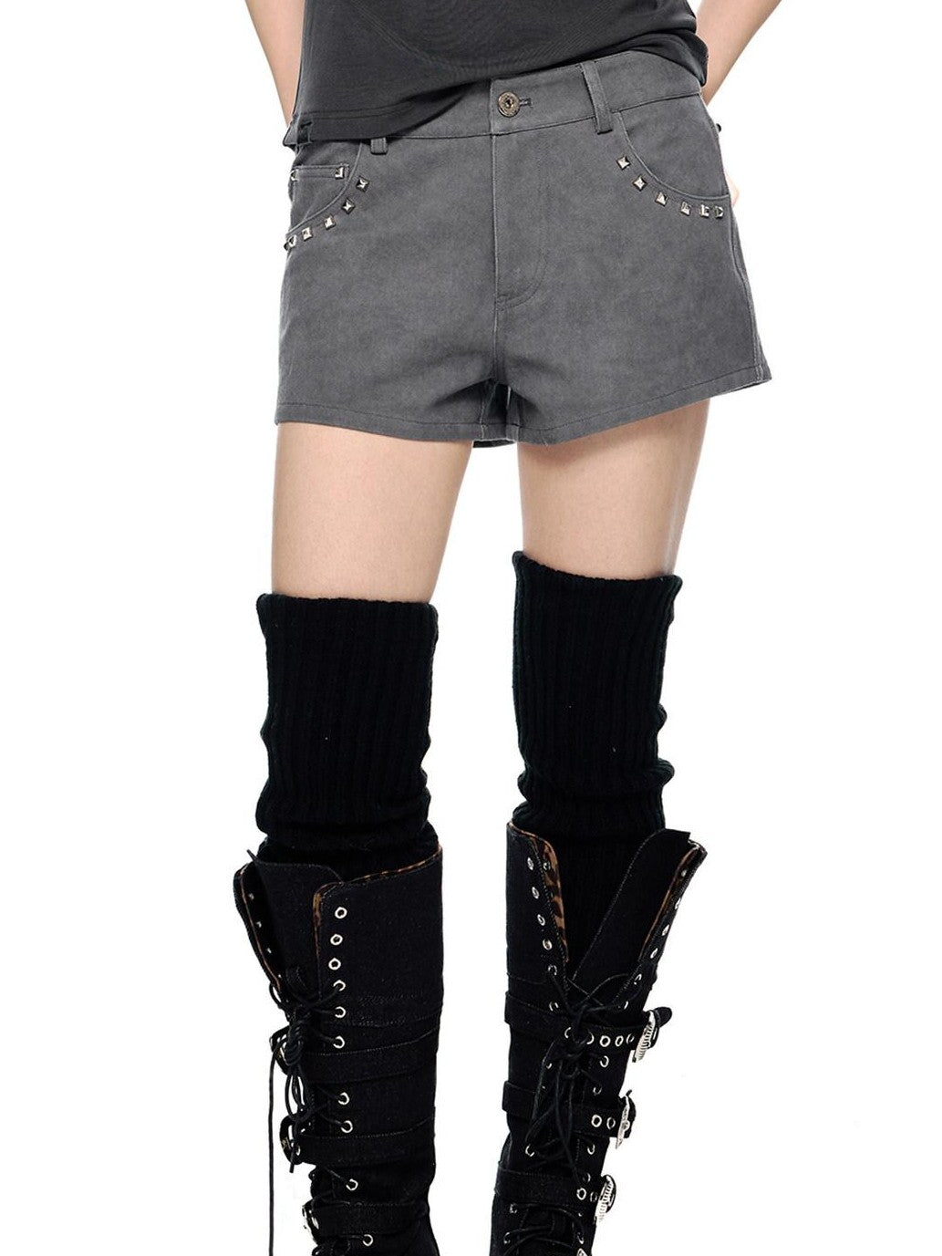 EZEK Studded Vintage Low Waist Slim Cargo Women's 100 Percent Cotton Lounge Shorts