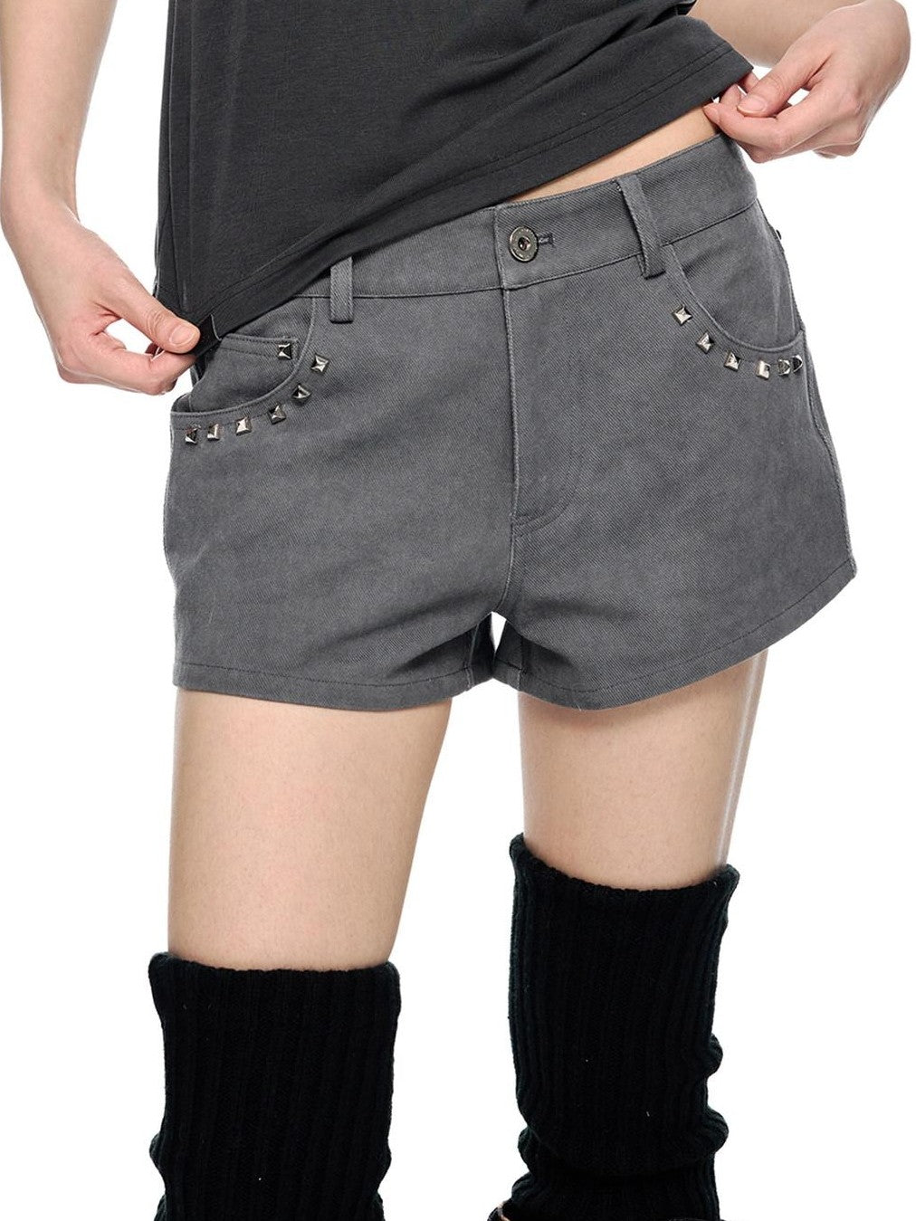 EZEK Studded Vintage Low Waist Slim Cargo Women's 100 Percent Cotton Lounge Shorts