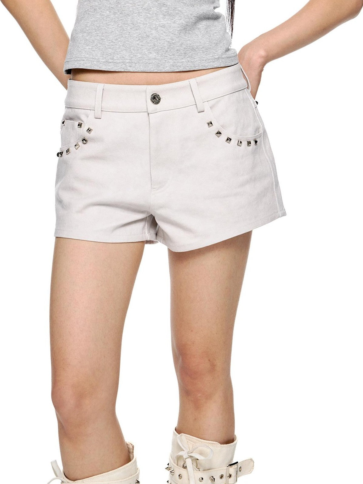 EZEK Studded Vintage Low Waist Slim Cargo Women's 100 Percent Cotton Lounge Shorts