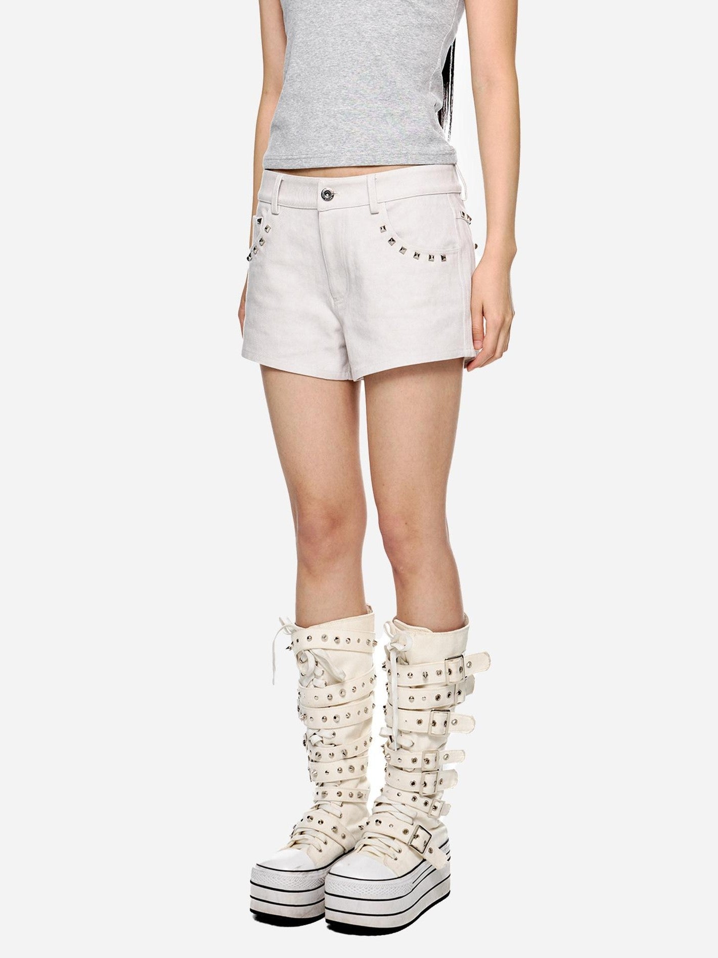 EZEK Studded Vintage Low Waist Slim Cargo Women's 100 Percent Cotton Lounge Shorts