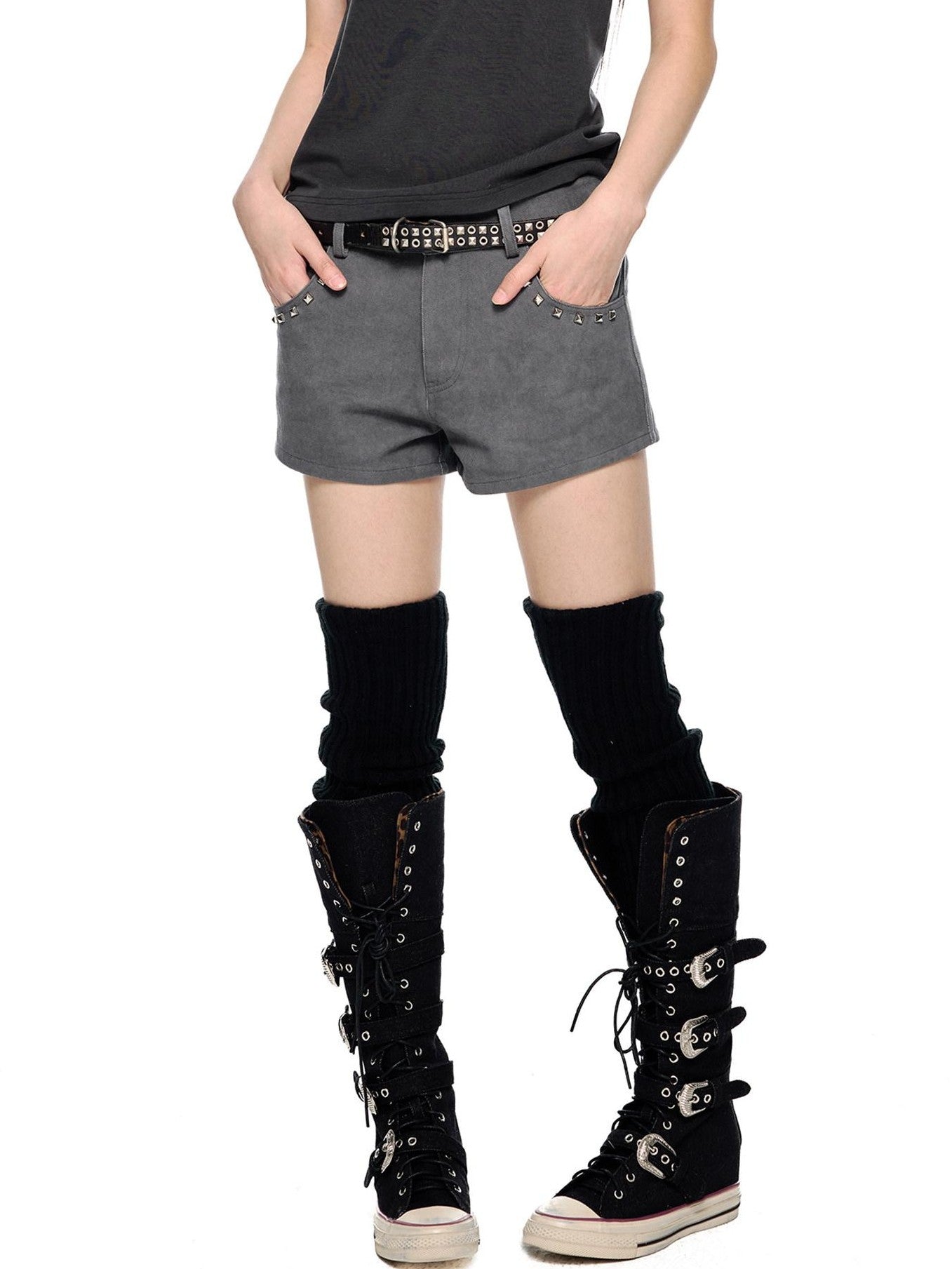 EZEK Studded Vintage Low Waist Slim Cargo Women's 100 Percent Cotton Lounge Shorts