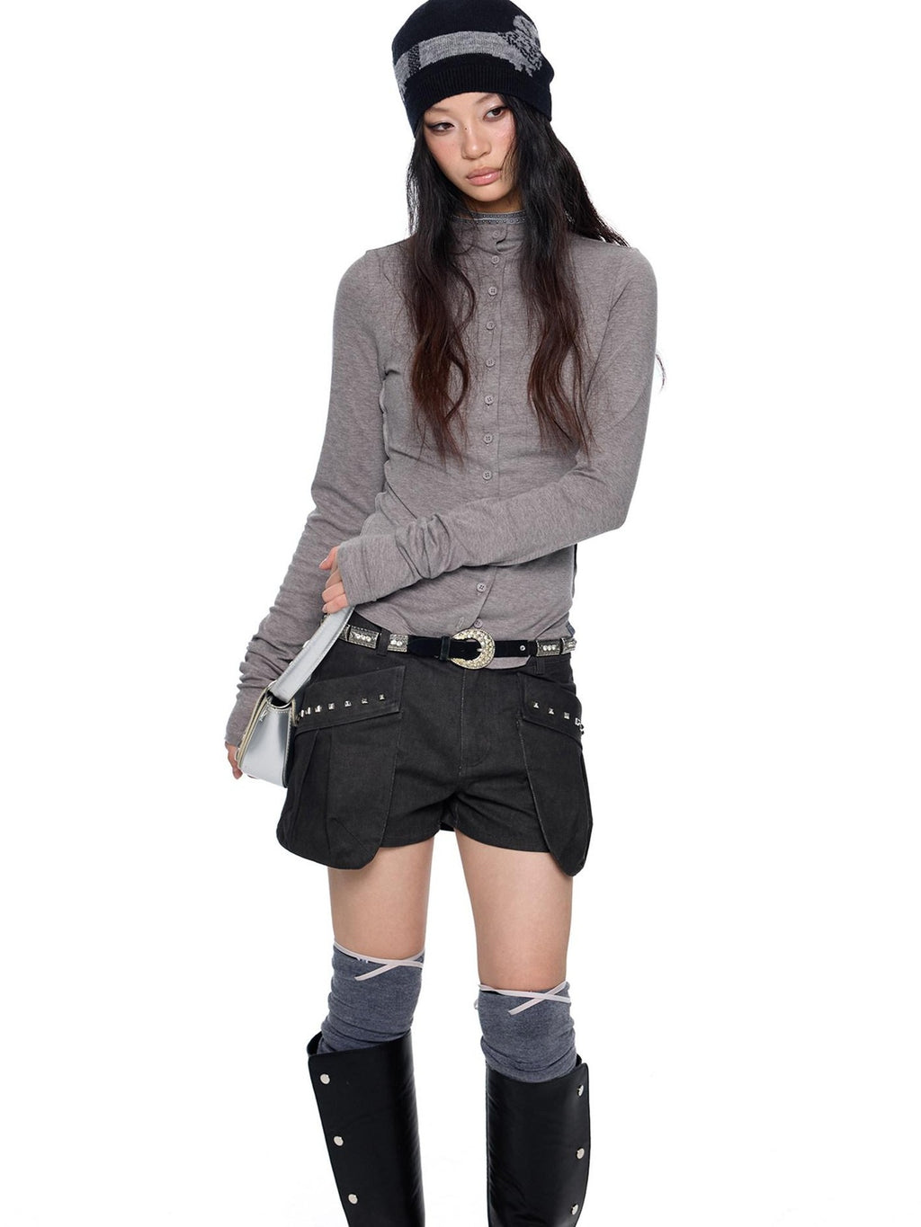 EZEK Thin Pleated Printed Half Turtleneck Women's Viscose Long Sleeve T-shirts